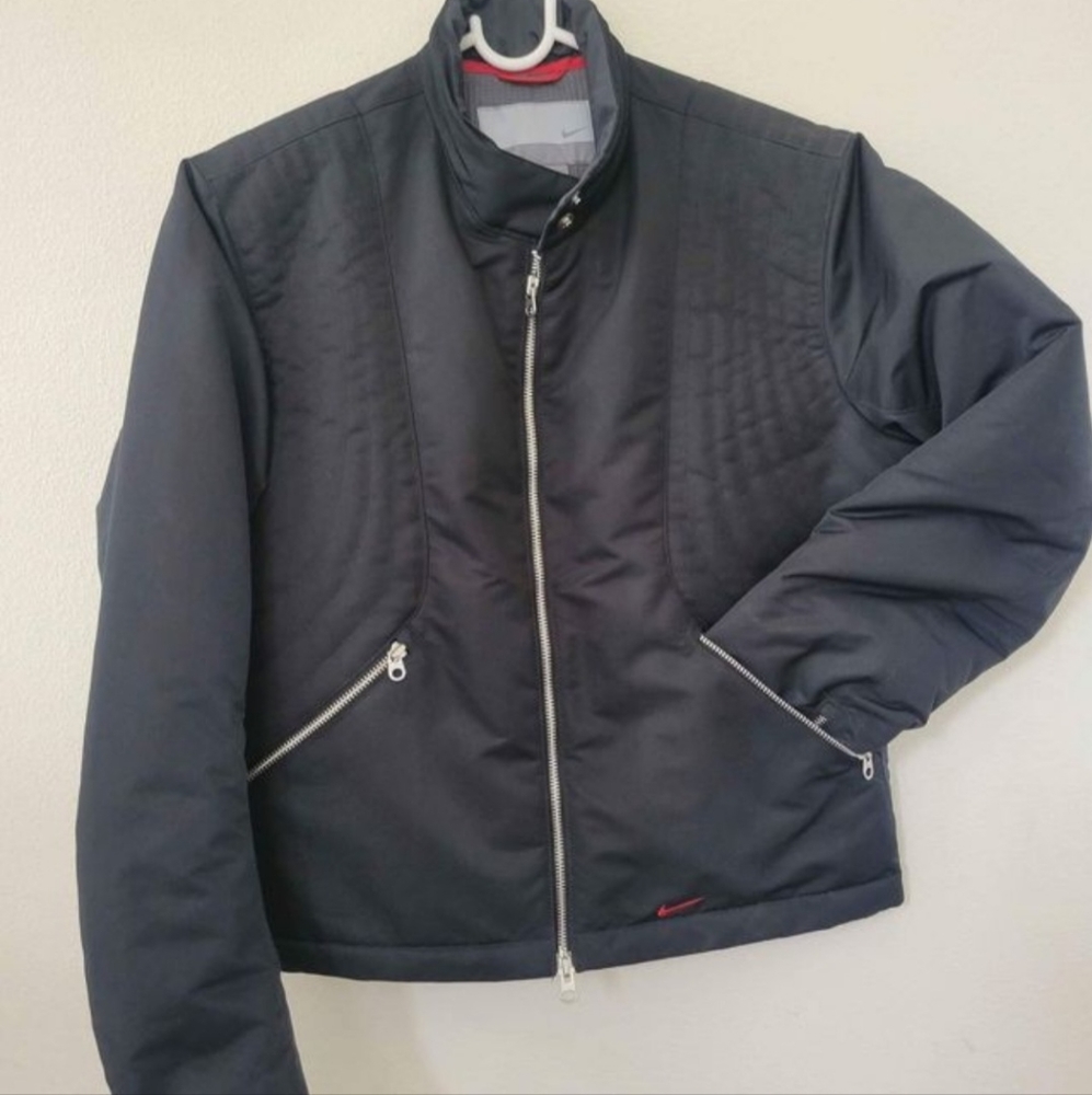 Nike Front Zip Insulated Motocycle Jacket Cropped Black